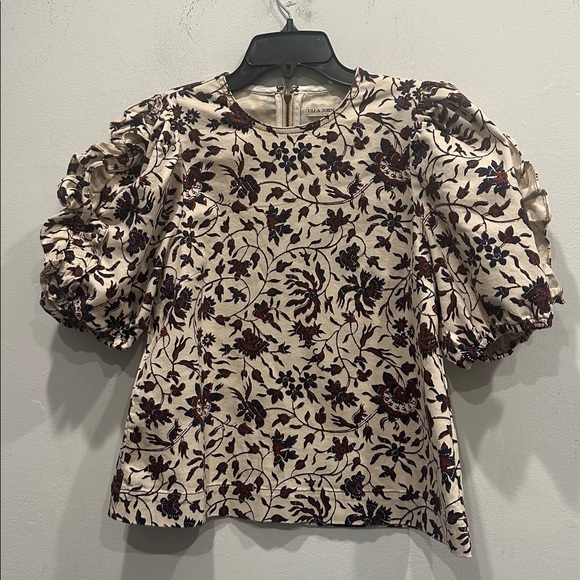 Ulla Johnson Tessie Floral Balloon Sleeve Top ruffle cottage core size 6 vines - Picture 3 of 9